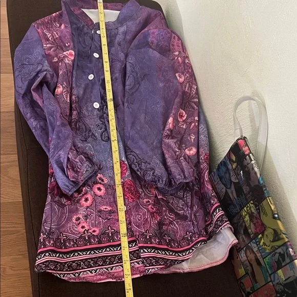 #1060**Floral Purple Women's Blouse - Picture 5 of 9